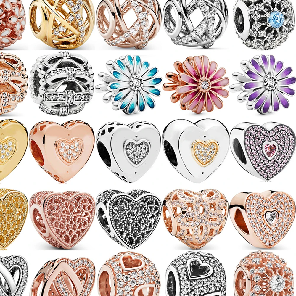 925 Sterling Silver Bead Wish Snowflake Darling Daisy Meadow Flower Bow Charm Fit Fashion Women Bracelet Bangle Gift DIY Jewelry