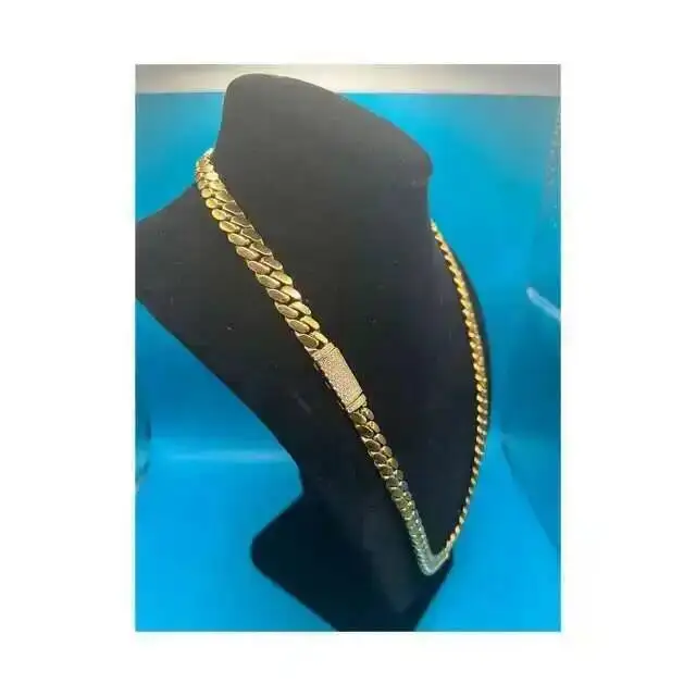 

10mm Miami Cuban Link Bracelet Diamond Clasp Combo -gold Plated18k-silver-brass-cz Stones 115 Gram Heavy Solid Men Women Chain