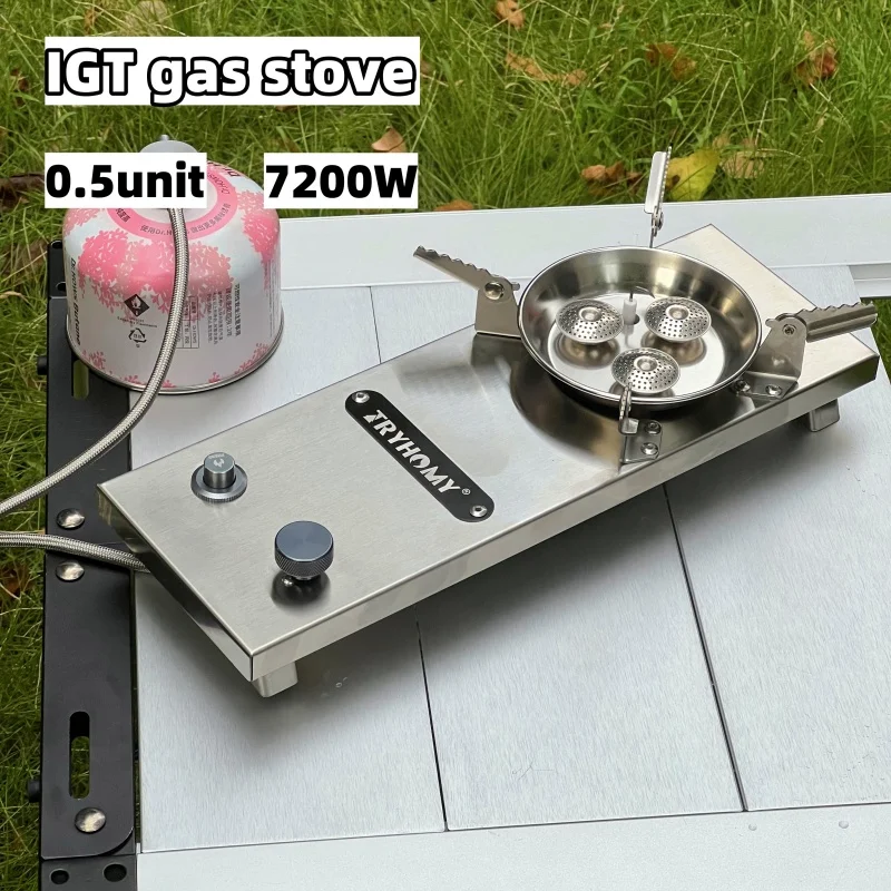 IGT Gas Stove 0.5 unit 7200W Stainless Steel IGT Burner Plate Folding Adapter IGT Table Gas Stove Desktop Portable 3-core Burner