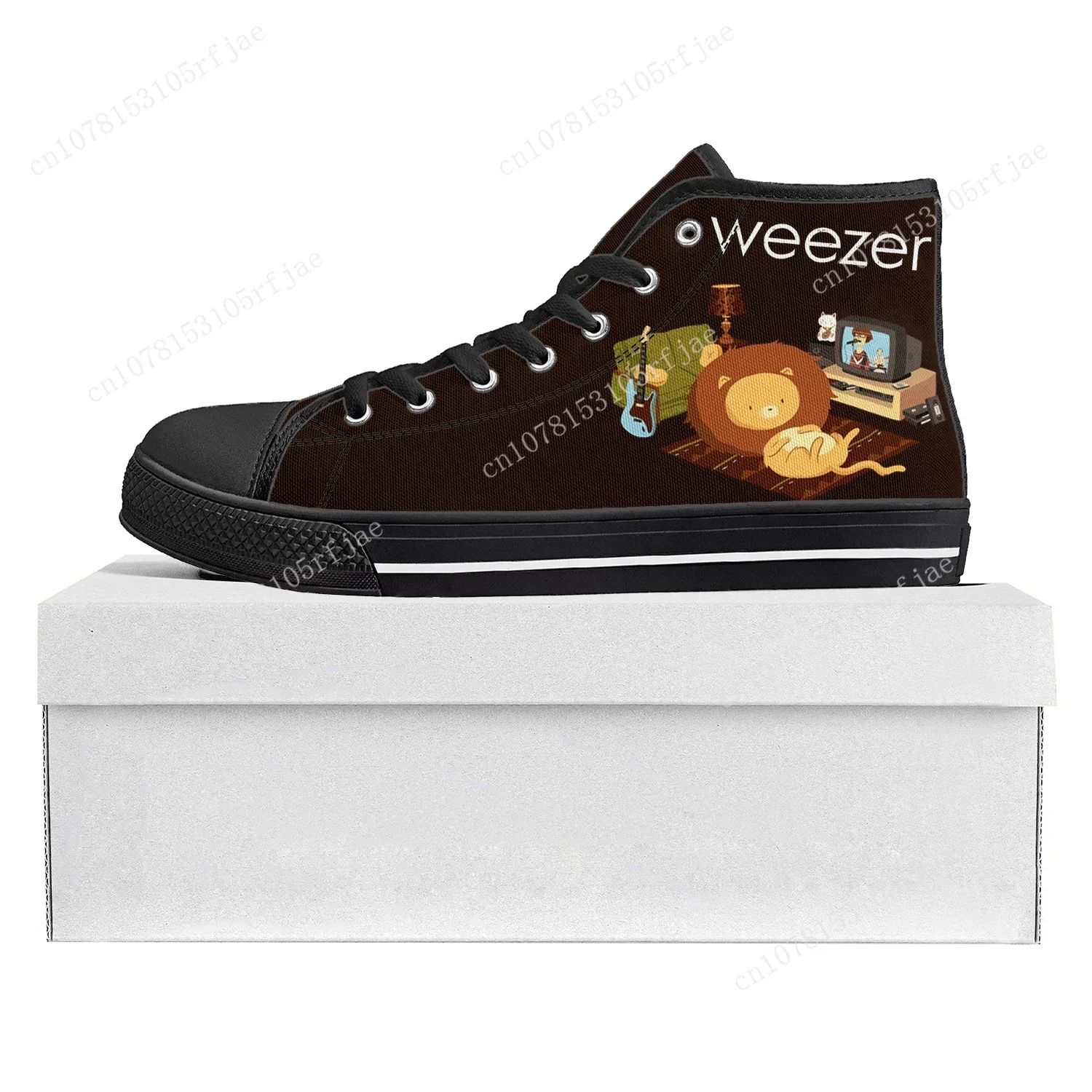 Weezer Pop Rock Band High Top High Quality Sneakers Mens Womens Teenager Canvas Sneaker Casual Couple Shoes Custom Shoe Black