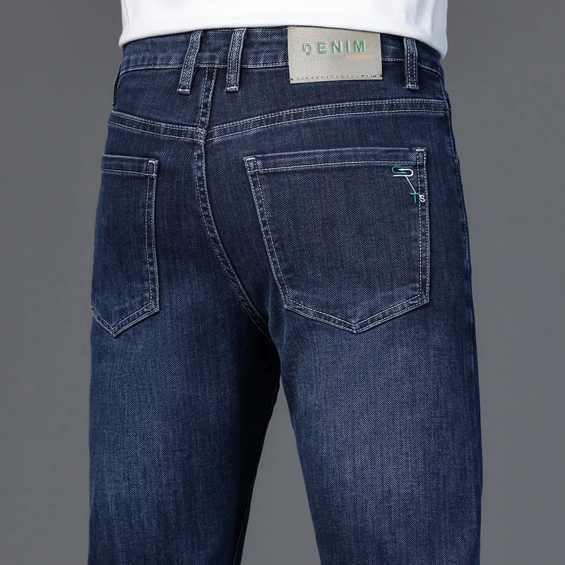 

Spring New Men's Jeans Comfortable Business Straight Washed Jeans Pants Youth Fashion Korean Style Casual Elastic Trousers
