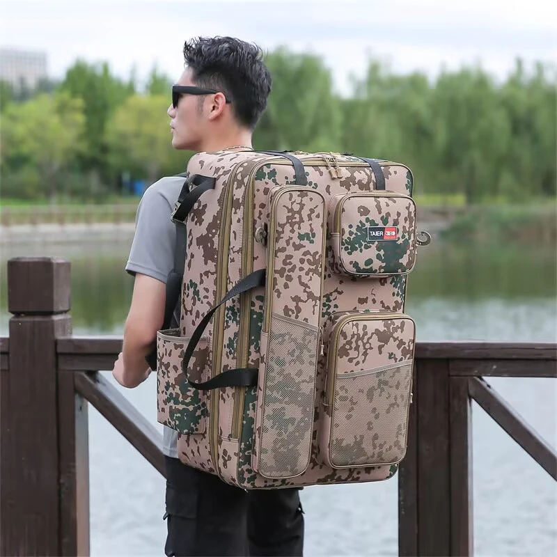 

70-80cm Fishing Bag with Rod Holders Chest Bag Fish Tackle Lure Organizer Storage Backpack Outdoor Camping Hiking Large Bagpack