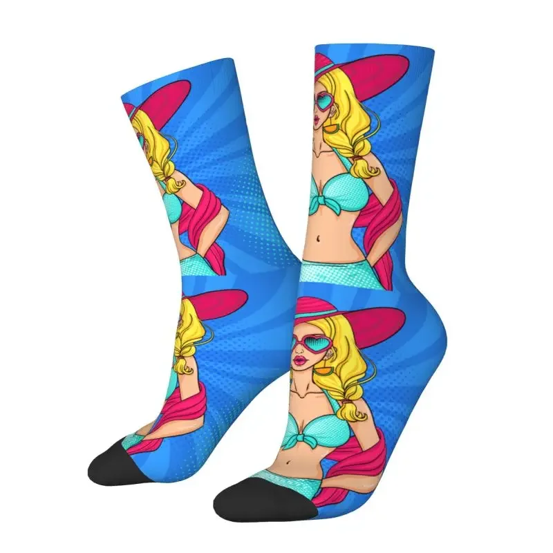 Bikini Hot Women Pop Art Mens Crew Socks Unisex Funny Sexy Lady Girl Spring Summer Autumn Winter Dress Socks