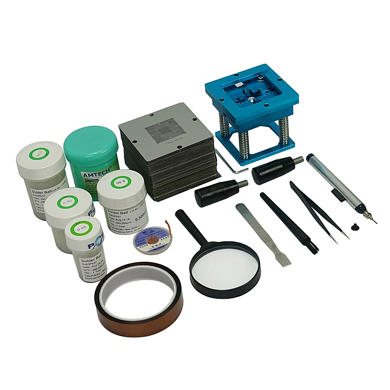 BGA Stencils 184Pcs Template BGA Reballing Station Solder Balls Solder Flux Paste Kit 90MM for Laptop Desktop Chip Reparing