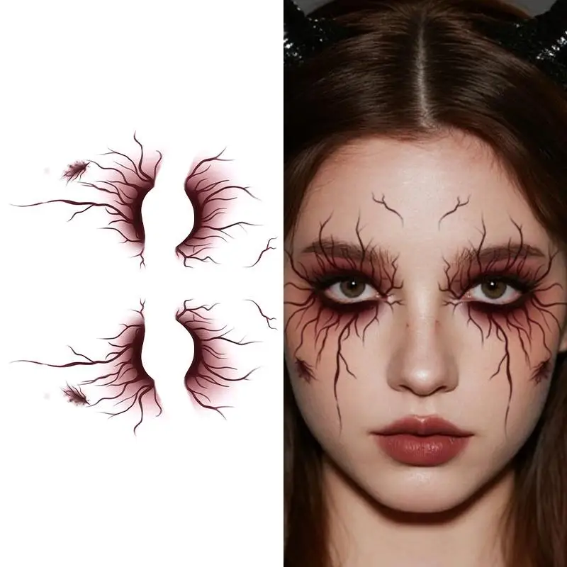 Vein Design Fake Tattoo For Halloween Party Body Art Waterproof Vascular Tattoo Stickers For Women Men Eyebrow Face Makeup