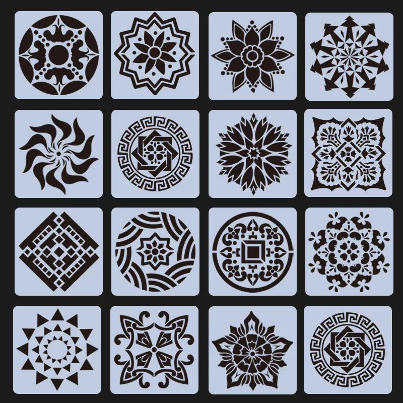 Mandala Stencils Drawing Toys for Kids, DIY Rock Art Projects, Decoração de Móveis em Madeira, Flower Painting Template, Student Tools