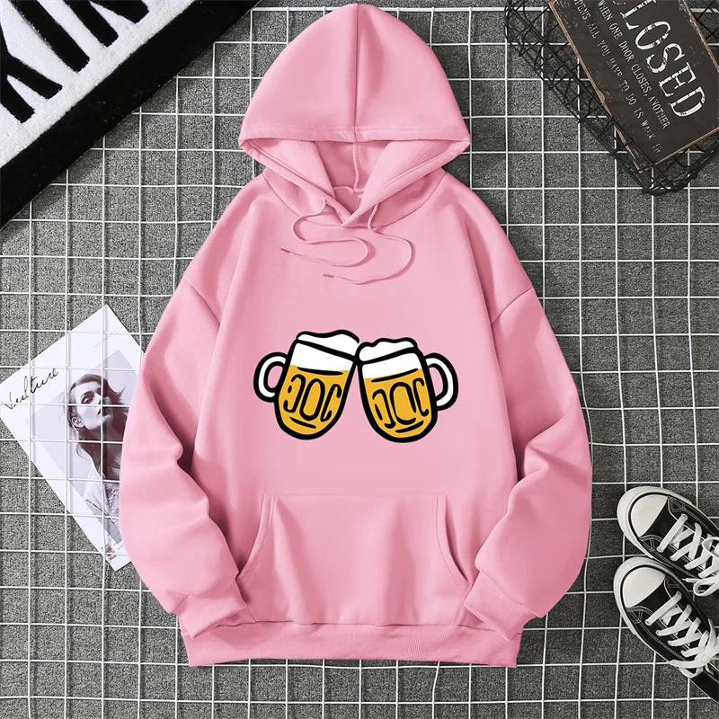 Simple Beer Cheers Pattern Unisex Hoodies 3D Print Creative Design Long Sleeved Clothes Fashion Comfortable Hooded Pullover Tops
