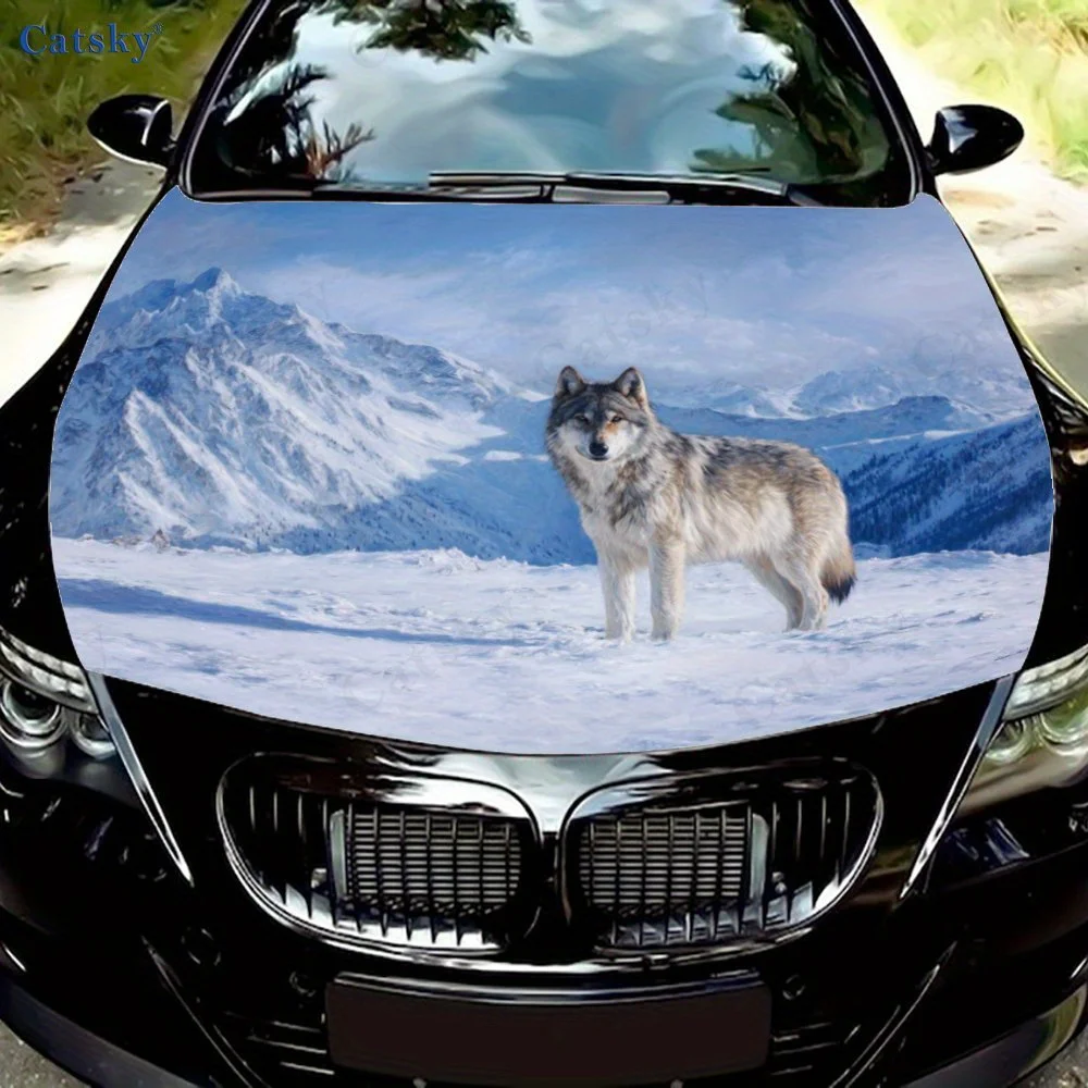 

Snow Mountain Wolf Car Hood Wrap-PVC Material, Gift For Car Enthusiasts, Fits Trucks & Cars, Custom Vehicle Bonnet Wrap, Sun Pro