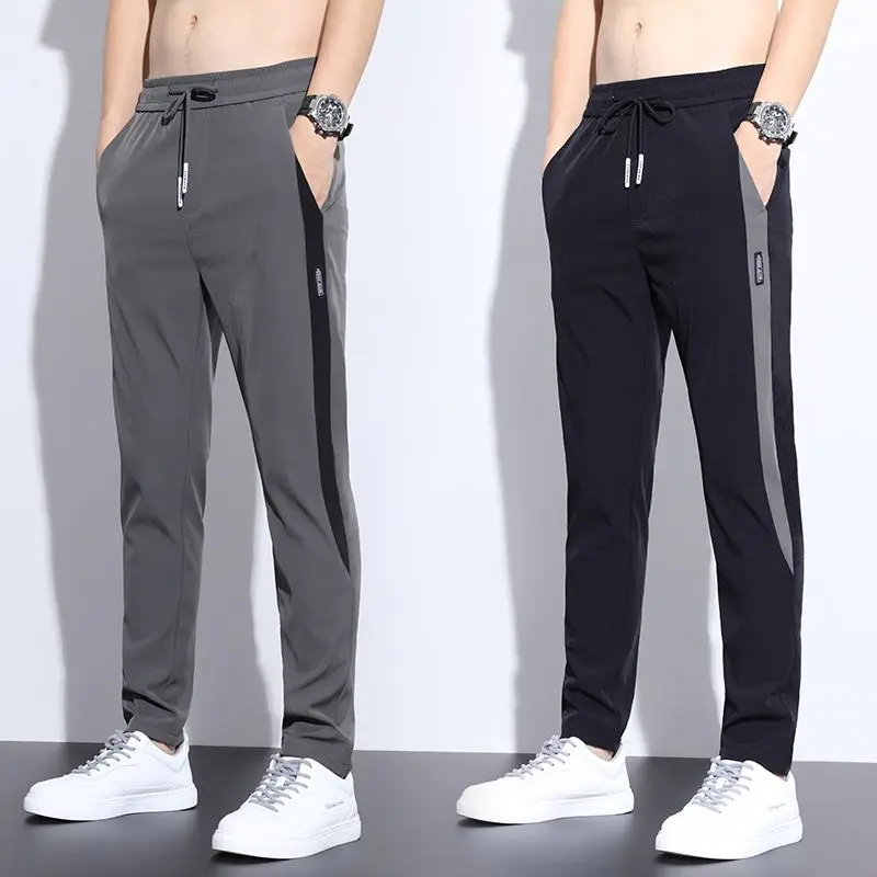 Summer Thin Men Quick Dry Sweatpants Streetwear Fashion Elastic Waist Big Size New Tracksuit Male Joggers Sports Casual Trousers