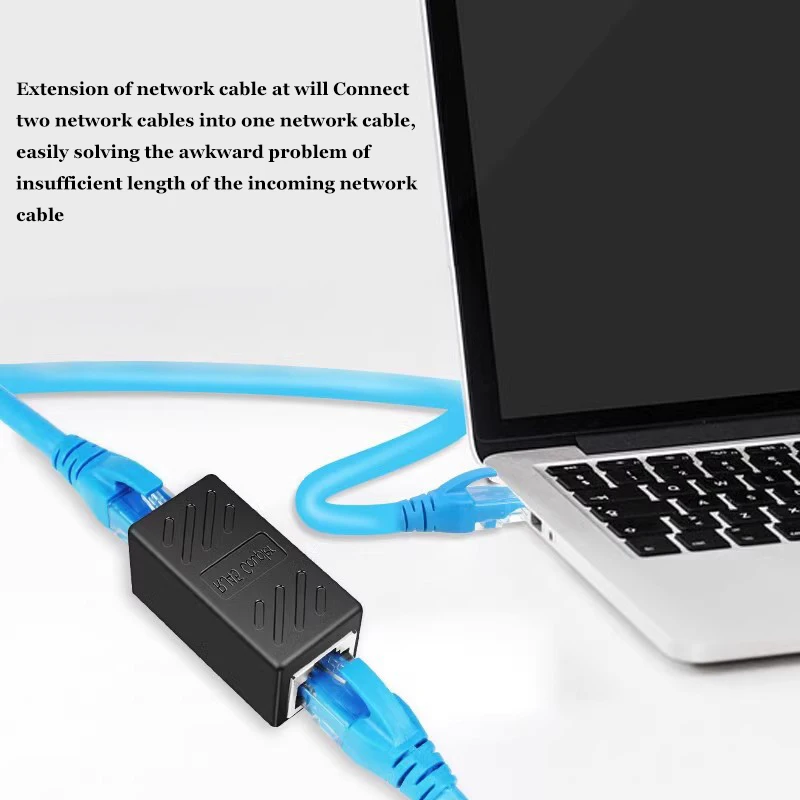Enhanced Straight Through RJ45 Ethernet Cable Connector Paired Connector Network Dual Head Extension Head