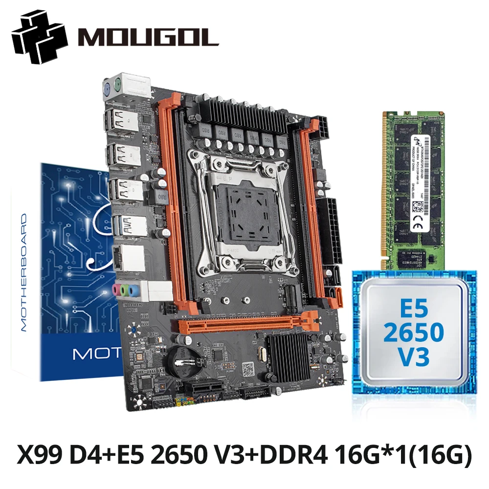 MOUGOL New X99 Motherboard Kit with Intel Xeon E5 2650 V3 CPU & Dual-channel DDR4 8Gx2 2133MHz ECC RAM for M.2 Gaming Computer