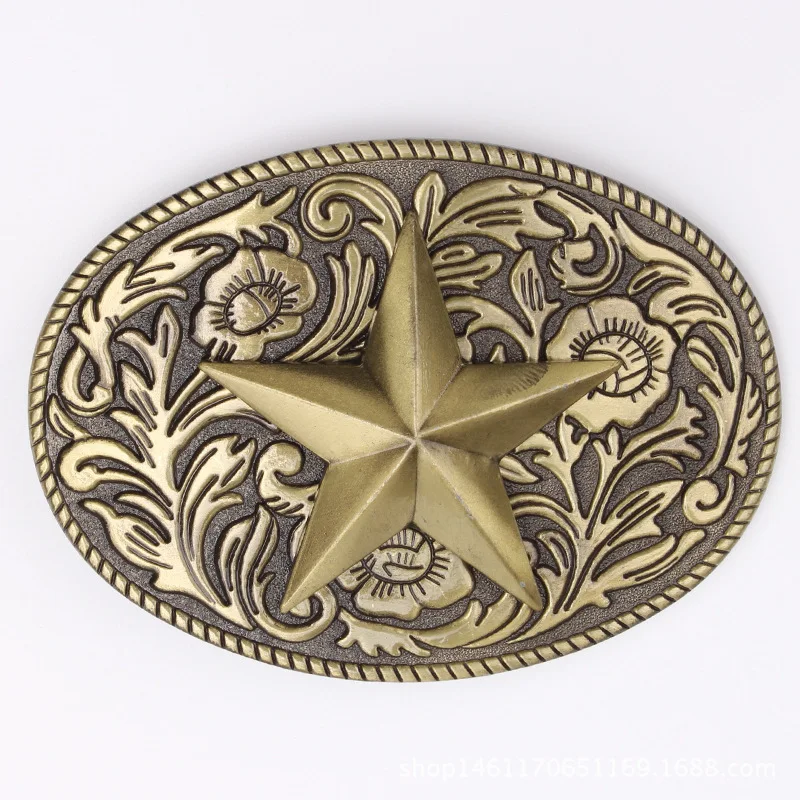 Chinese style arabesque pattern Pentagram belt buckle A fusion of classical and revolutionary elements