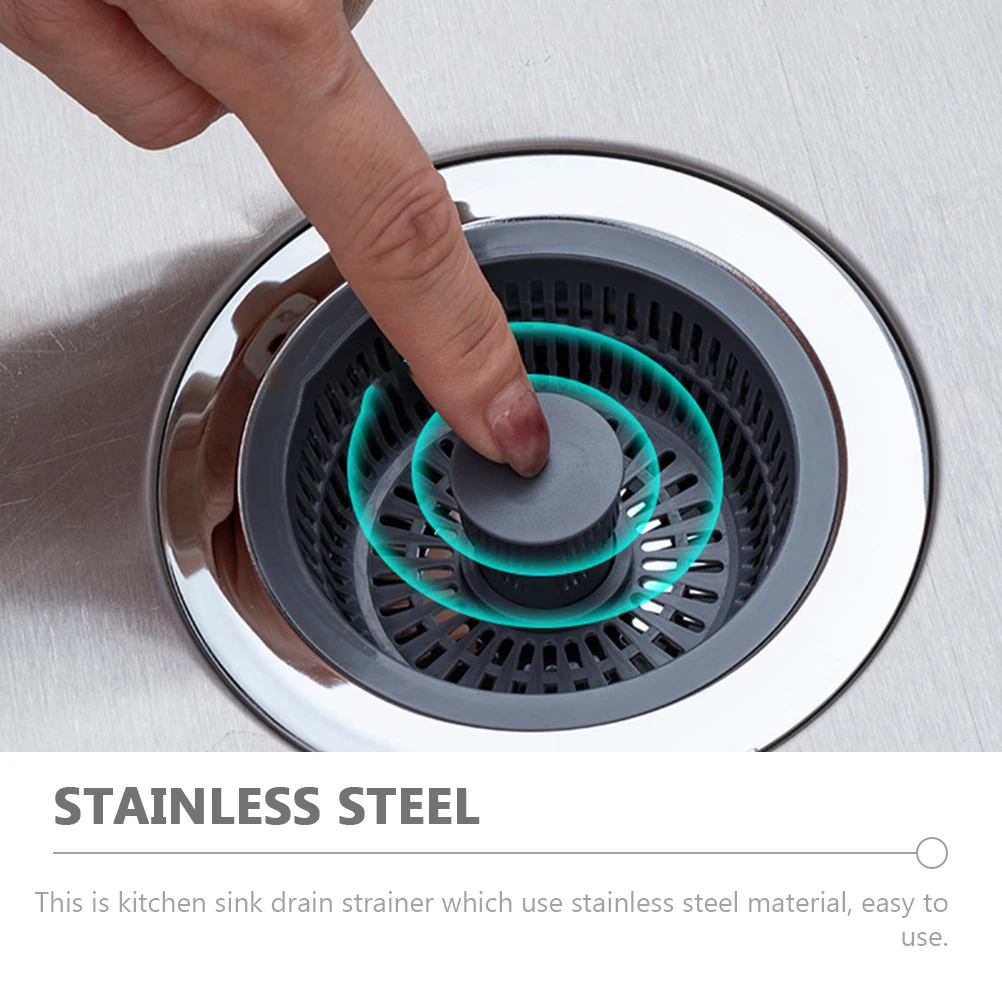 

1pcs Stainless Steel Sink Strainer Bouncing Core Filter Drain Basket Hair Catcher Kitchen Sink Drain Strainers