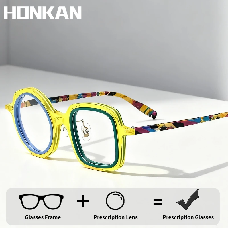 

Irregular Acetate Optical Glasses Frame Women Big Size Round Eyeglasses Men Handmade Spectacles Vintage Retro Thin Eyewear