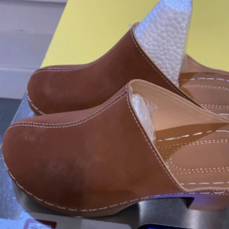 2026 Women High heels Closed Toe Wedge Vintage Sandals Ladies Platform Designer Shoes New Summer Fashion Slippers Slides Women image 2