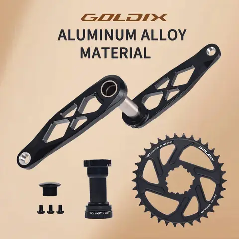 GOLDIX Mountain Bicicletta Guarnitura CNC Hollow 165/170/175mm Manovella Bicicletta 0mm Offset Denti Larghi Stretti Corona 30/32/34/36/38T