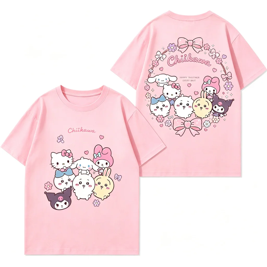 2026 Neues Chiikawa Kawaii Y2K Grafik-T-Shirt Unisex Niedliches Cartoon-Anime Kurzarm Lose Sommer-Streetwear-Oberteile – Detail 6