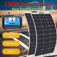 GGJ 200W 100W Solar Panel Kit Panel Solar 12V Flexible Solar Panel Solar battery 30A Controller Camping Boat Home Solar Charging