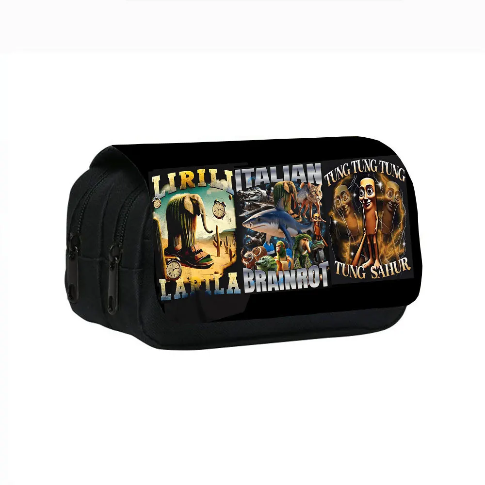 

Tung Tung Tung Sahur Italian Brainrot Meme Pencil Case Pen Box Bags Girls Boys Large Storage Students School Cosmetic Pencilcase