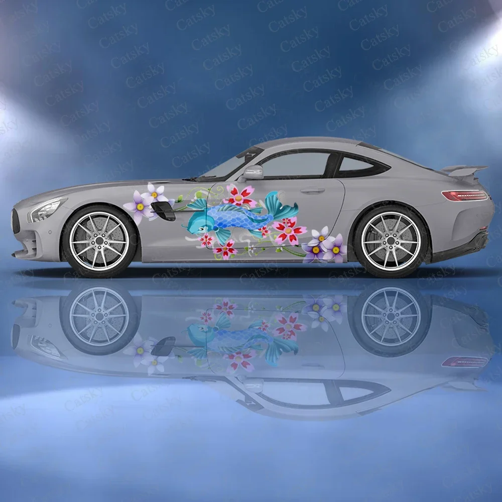 

Koi float stickers vinyl side graphics modified racing accessories pain car decorative car decal stickers