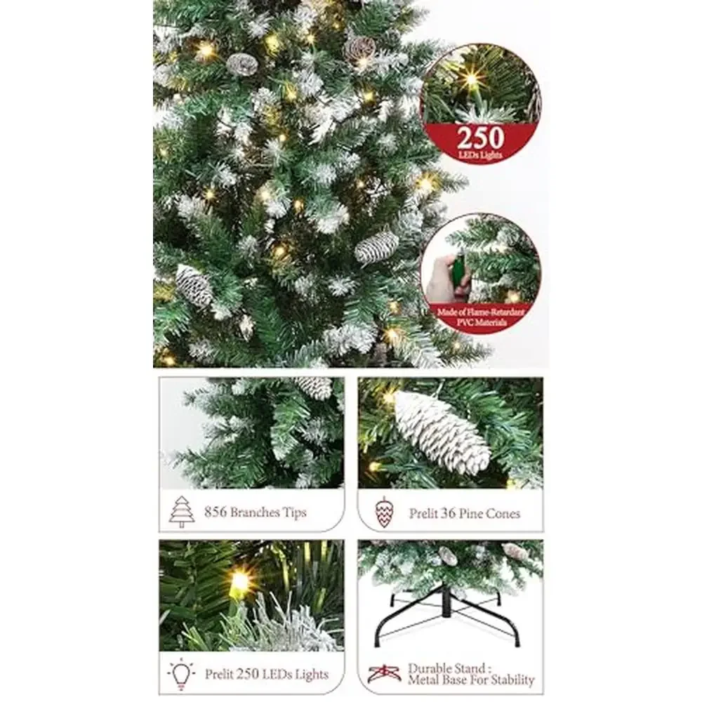 6 Ft Prelit Slim Fraser Fir Christmas Tree with Colorful Warm White Lights Timer 8 Modes Indoor Outdoor Holiday Decor Decoration