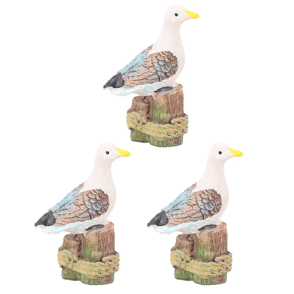 

3pcs Micro Landscape Figurines Resin Mini Bird For Aquarium Decor Lifelike Seagull Fish Tank Ornament Creative Desktop
