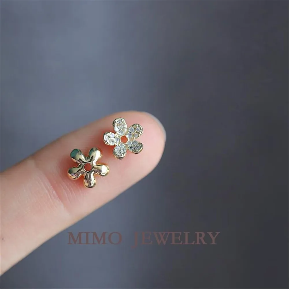 

1PCS 8mm DIY Accessories for Gold-plated Micro-inlaid Zircon Flower Stamens Flower Bead Trays Flower Trays Flon-shaped Pend
