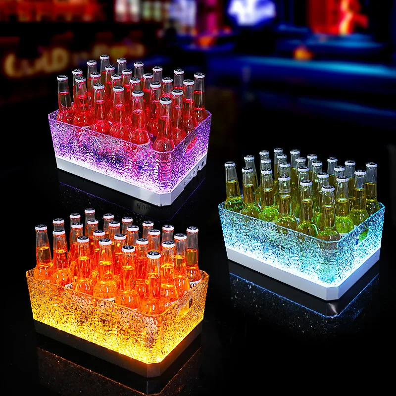 

Бар светящееся ведро для льда, светодиодный узор льда, пиво, ПК, пластик, шампанское, ночной клуб, КТВ, вечеринка, креативное вино, лед