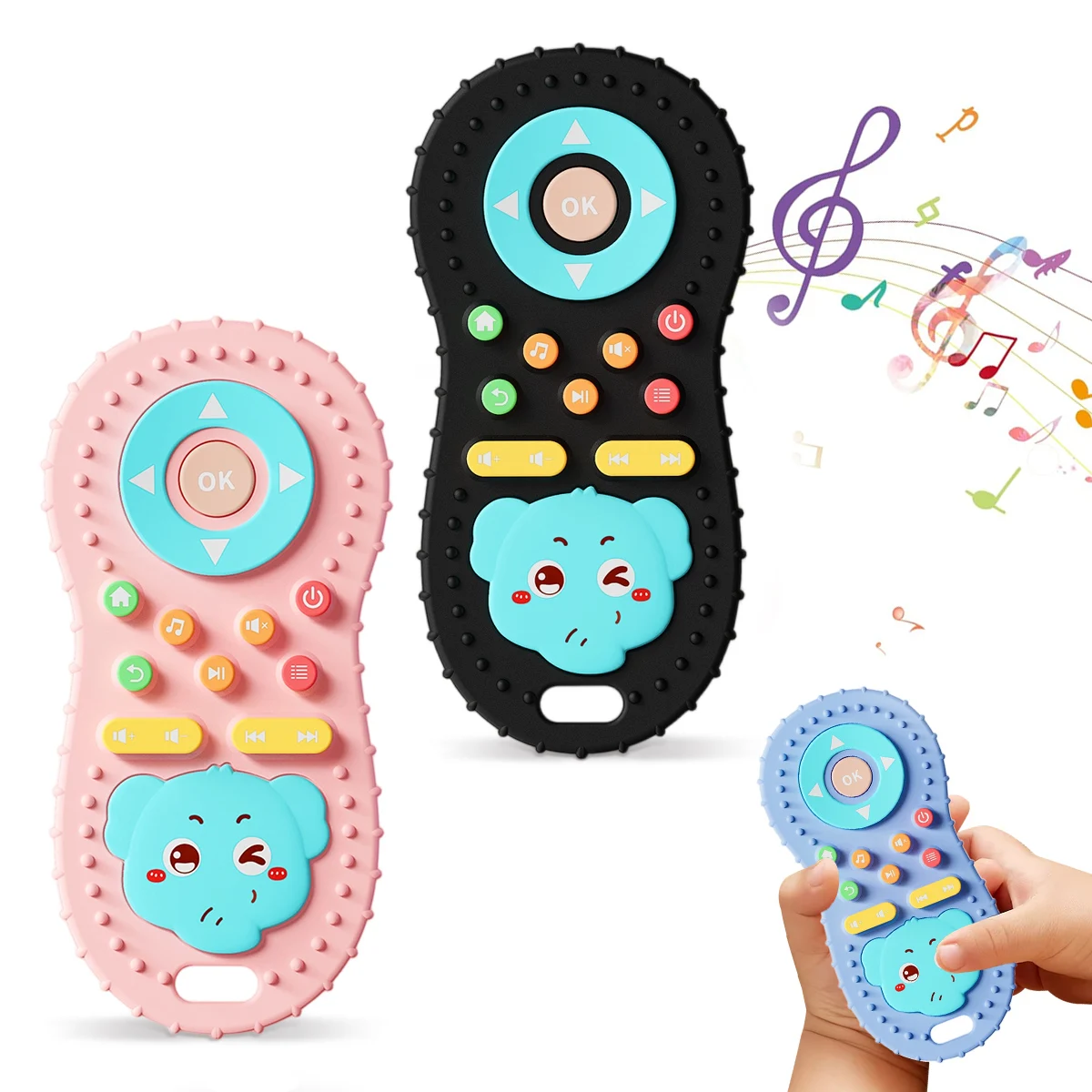Nieuwe Baby Rustgevende bijtspeelgoed baby siliconen afstandsbediening bijtring speelgoed voor Baby Zintuiglijke Educatieve Olifant patroon 1 STKS