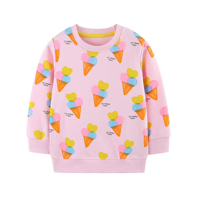 

Jumping Meters 2-7T Ice Cream Cotton Long Sleeve Girls Sweatshirts Autumn Winter Children's Clothes Cute Baby Tops