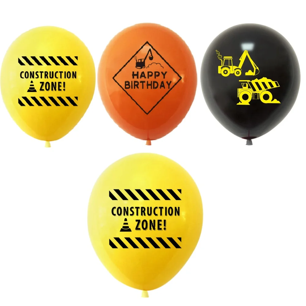 Construction Theme Party Decoration Set, Truck, Excavator, Warning Sign, Children's Birthday Party, 10Pcs