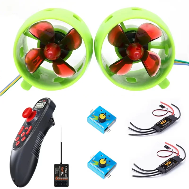 ABJF-RC طقم المحرك النفاث تحت الماء قارب نفاث 4-Blade CW CCW مراوح فرش 40A ESC مضاعفات تستر وجهاز إرسال الراديو