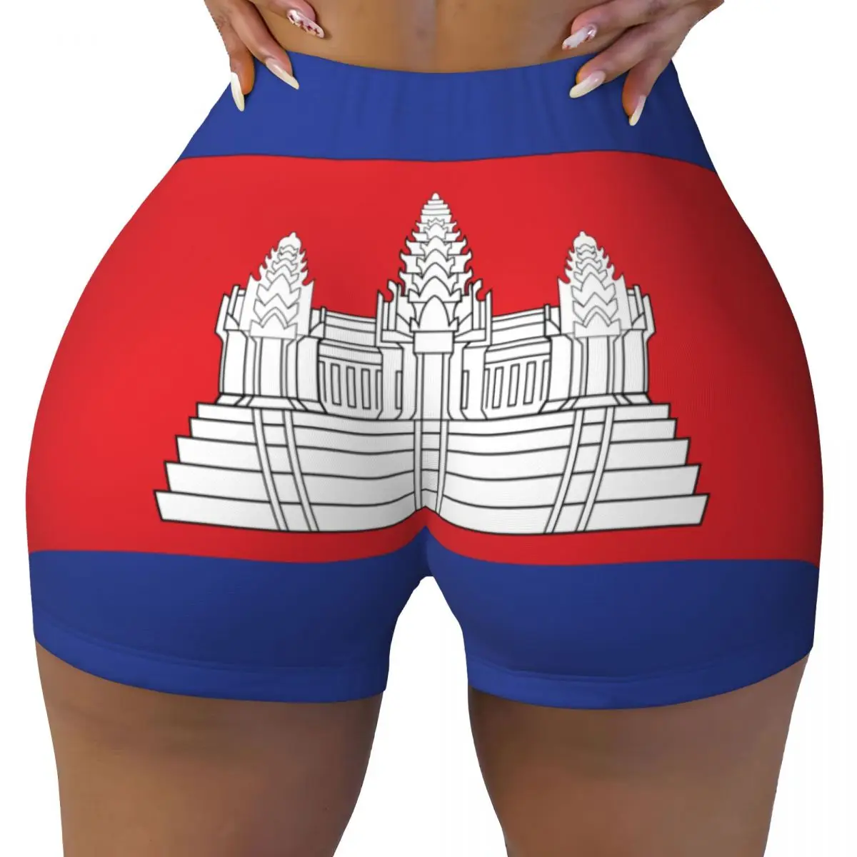 Sexy Tight Hip Sports Shorts Cambodia Flag Fitness Women's Comfortable Yoga Shorts