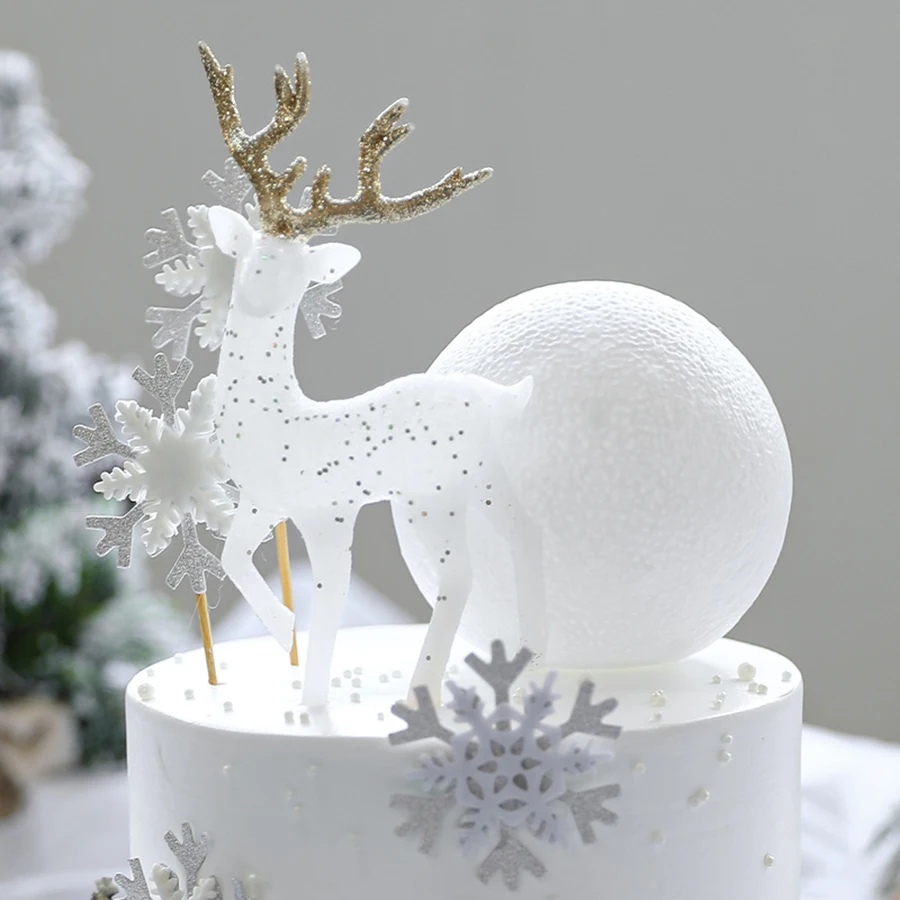 8 Stück/1 Stück Weihnachtsbaum kleiner Zug Schneeflocke Elch Kuchen Topper, für Weihnachten Thema Party DIY Kuchen Dessert Dekoration Set – Detail 3