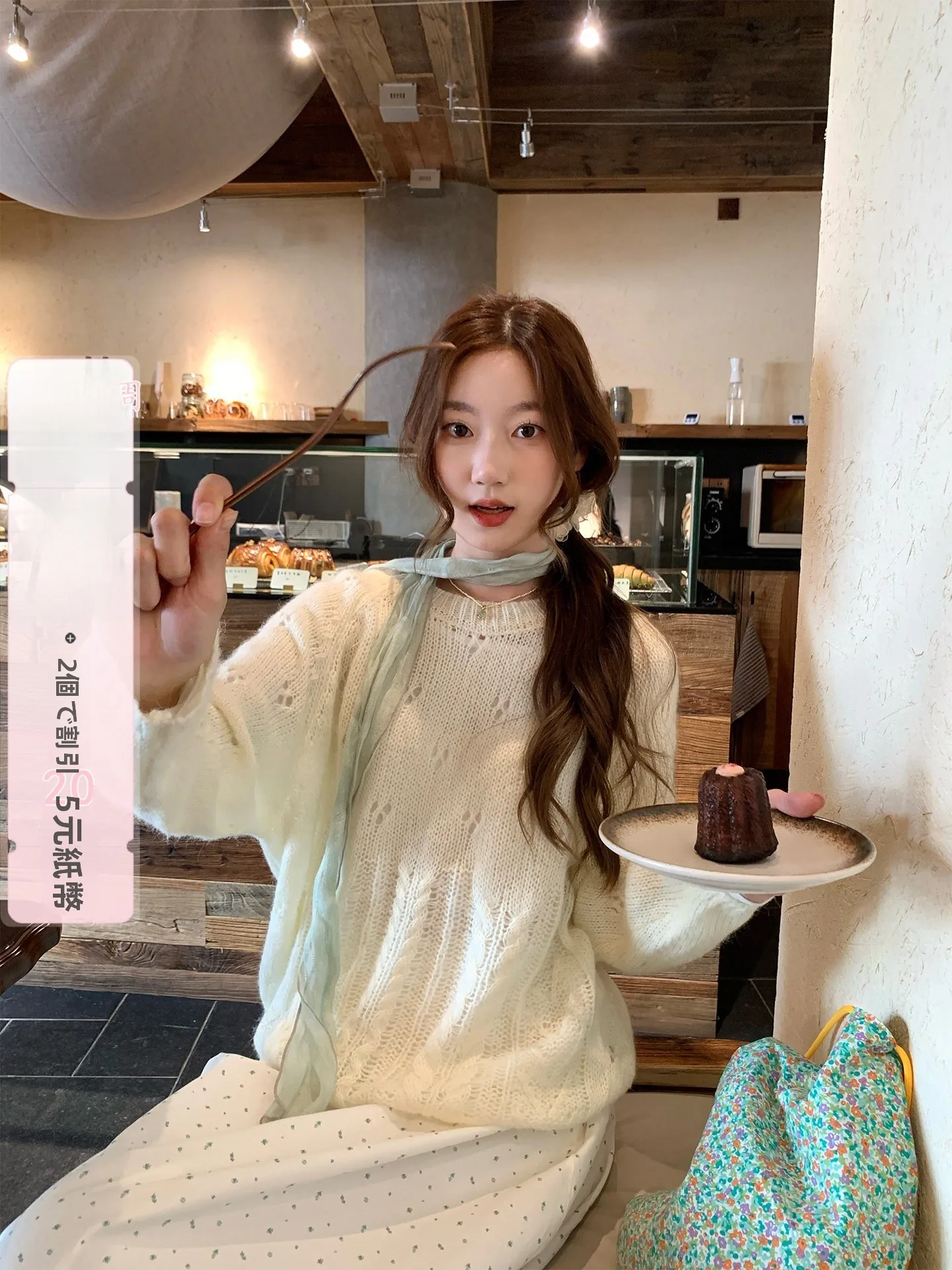 

Holli Korean Sle Knitted Sweater Hollow out round Ne Long Sve Soft Breathable Casual Wear for Women Daily Use