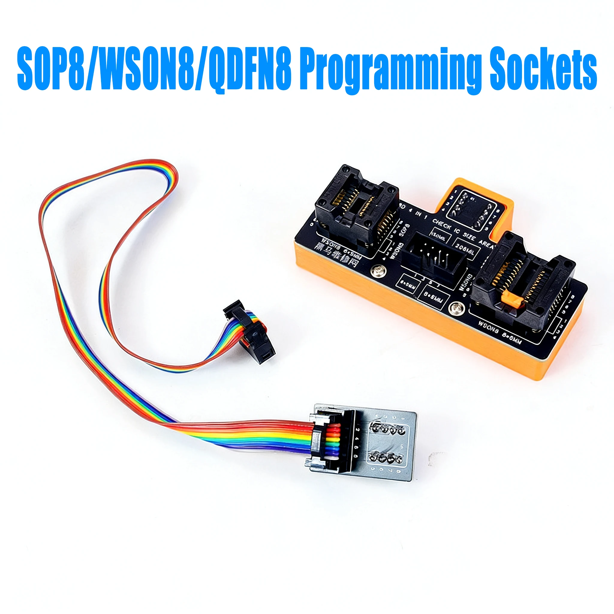 

SOP8/WSON8/QDFN8 Burner Module BI-OS Jumpers Programmer Adapter 6x8 5x6MM 150 208MIL for CH341/RT809H/RT809F/TL886 Series