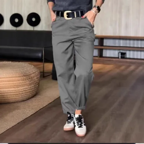 Imagen 2 del producto Nuevos pantalones de vestir informales versátiles y elegantes de pierna recta simples de cintura alta para mujer transfronteriza de estilo europeo y americano