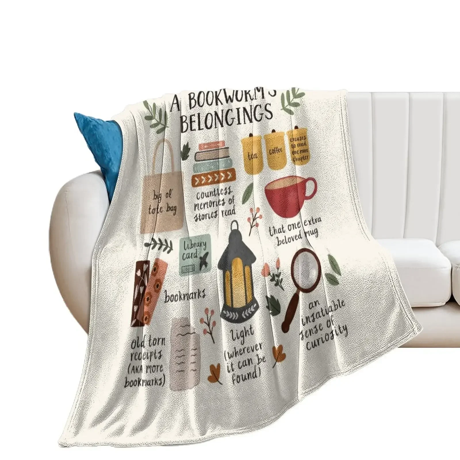 A Bookworm's Belongings Throw Blanket halloween Hairy Blankets For Sofas Bed linens Blankets