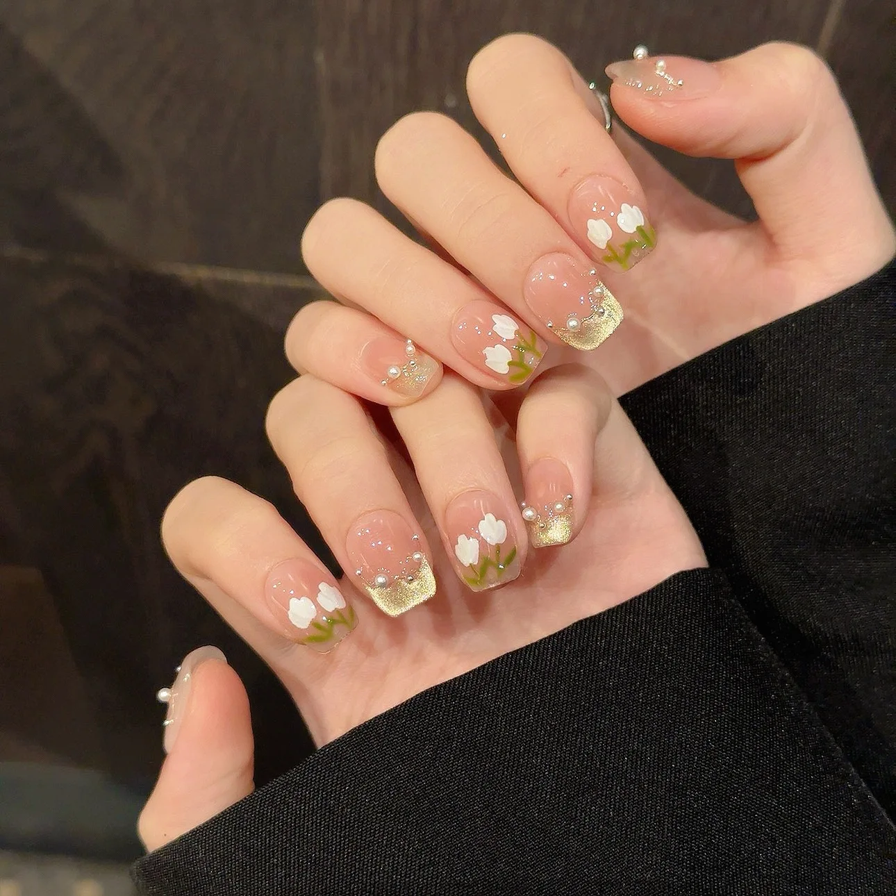 Handmade Fairy Press on Nails Y2k Korean Pink Medium-length Reusable Adhesive False Nails Full Cover Nail Tips 3d Charm Design