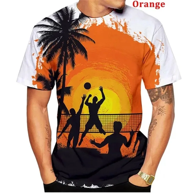 Volleyball Sport Pattern Tshirt For Adult Kids Summer Casual Short Sleeve Cool 3D Print Tee Top Oversized Mens Tshirt Streetwear