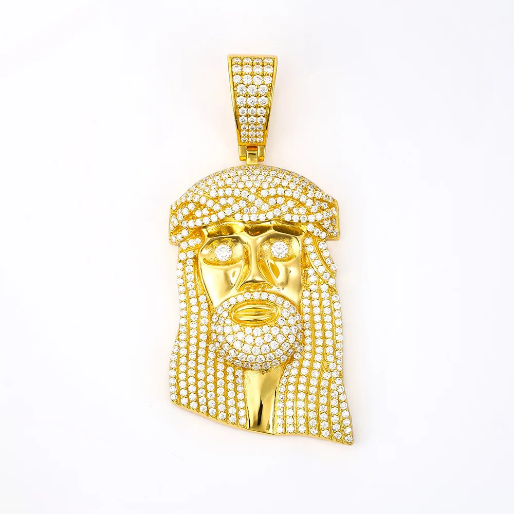 

Хип-хоп Стерлингового Серебра S925 Муассанит с покрытием Bling Ice Out JESUS PIECE Подвески Ожерелья для Мужчин Рэпер Ювелирные Изделия Подарок