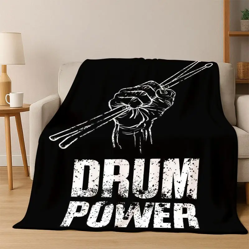 Drum Kit Drum Set Music Instruments Flannel Blanket Soft Warm Throw Blanket for Bedroom Living Room Bed Travel Camping Picnic