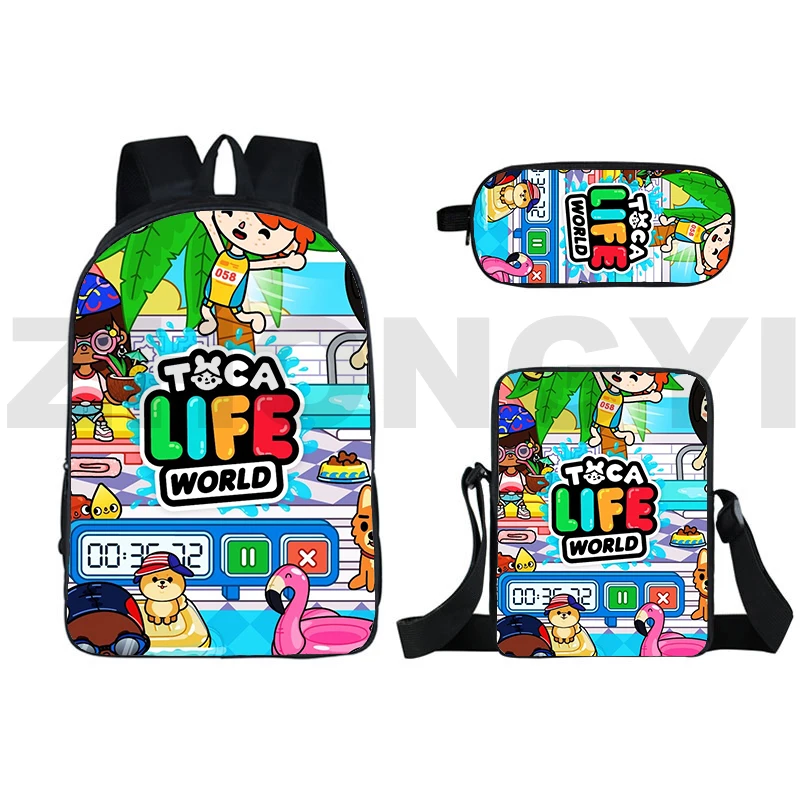 

Fashion 3D Printed Anime Toca Boca Backpack Teenagers Bookbag School Bag 16 Inch Toca Life World Game Bagpack Travel Women