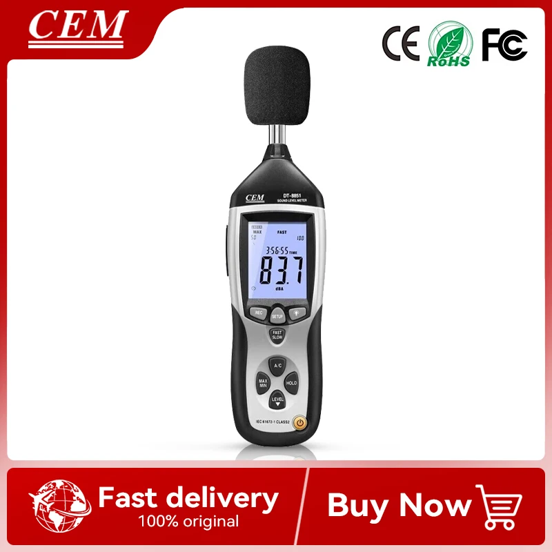 CEM DT-8851 DT-8852 المهنية التناظرية ديسيبل USB التيار المتناوب/تيار مستمر الناتج 130db مستوى الصوت الرقمي متر مع مسجل البيانات الضوضاء DB متر