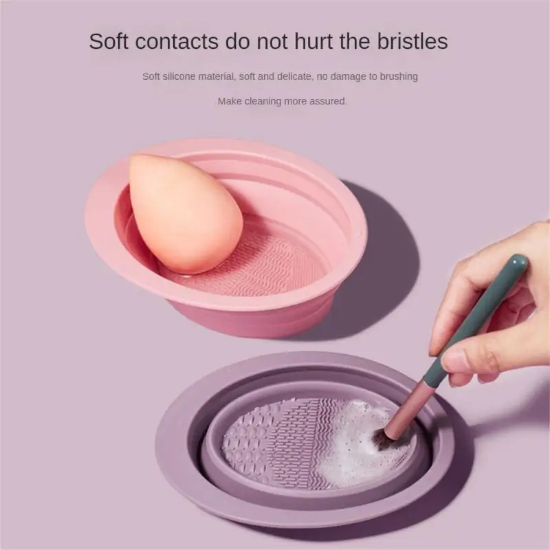 Silicone Makeup brush bowl folding cosmetic blowing pad washable Makeup brush surface cleaning tool beauty