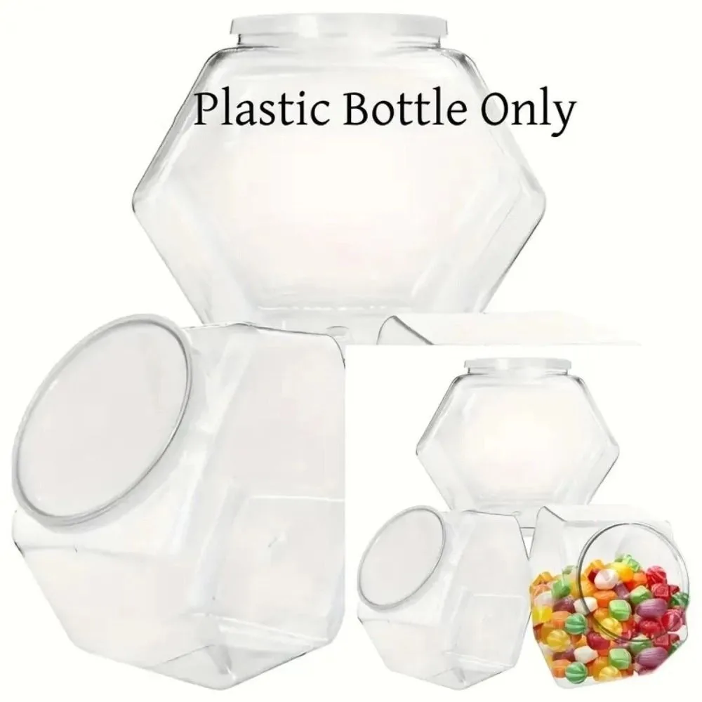 Hexagonal Candy Cookie Jar Plastic Clear Packaging Jars High-capacity Sealed Food Storage Container Countertop Organizer