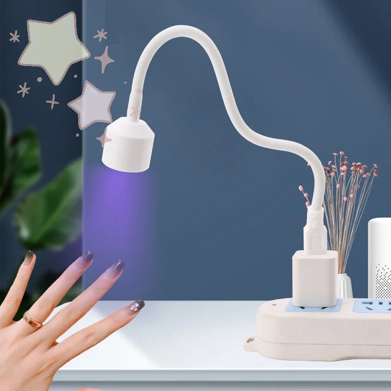 مجفف الأظافر ضوء الأشعة فوق البنفسجية مسمار مصباح لتجفيف هلام طلاء الأظافر مفتاح سفلي كليب على مكتب مرن صغير محمول USB لتقوم بها بنفسك مانيكير