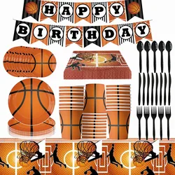 Basketbal Themafeest Decoraties Wegwerp Servies Set Baby Shower Gunst Ballon Banner Tafelkleed Kinderen Feestartikelen