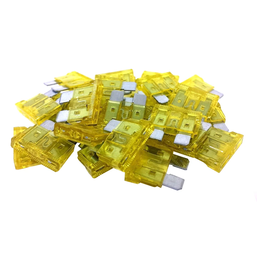 

25pcs 20A Amp Auto Car Truck Boat Fuse Kit Mini Fuses For Circuit Auto Protection Atc Yellow Zinc Alloy Plastic