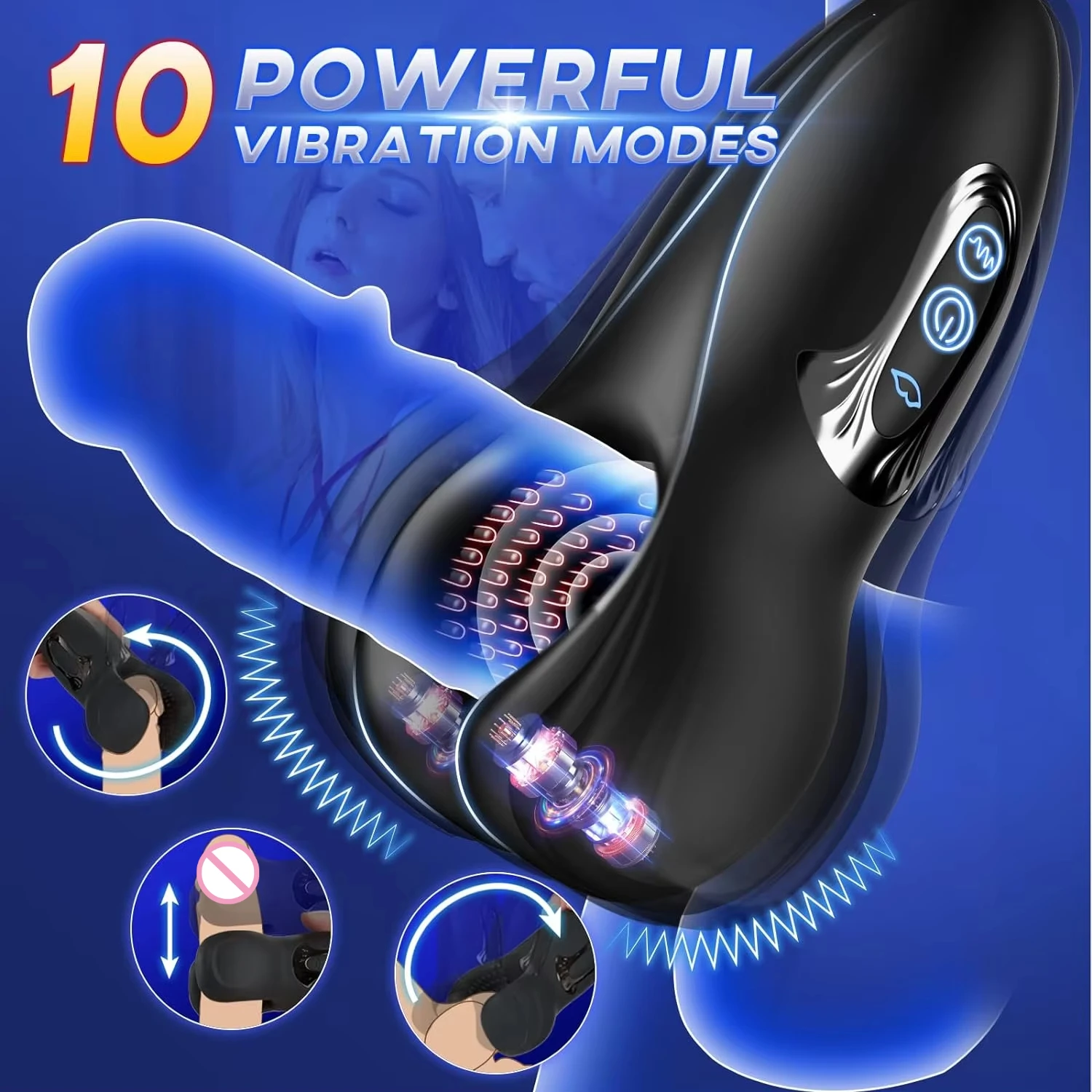 Glans trainer pênis massageador mordendo masturbador masculino vibratório glans vibrador brinquedos sexuais para homens atrasar resistência exer